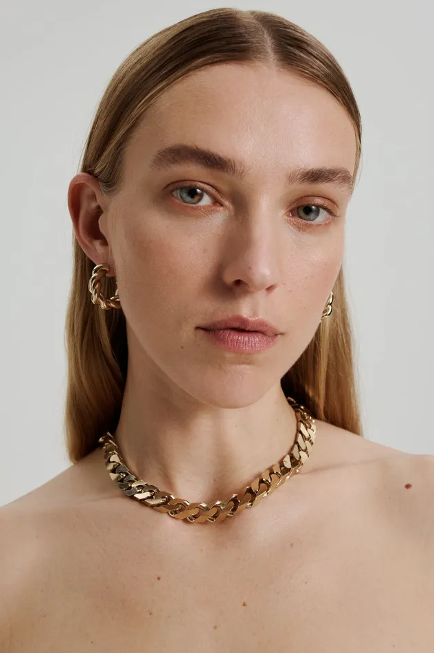 Women Jewelry Scanlan Theodore CHUNKY FLAT CHAIN CHOKER LIGHTGOLD