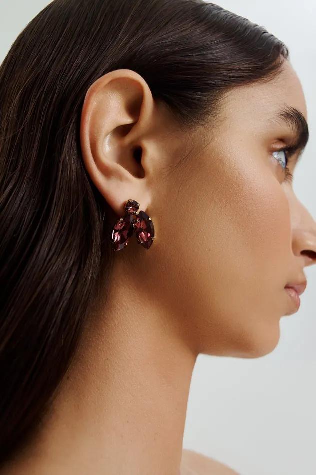 Women Jewelry Scanlan Theodore CRYSTAL LEAF EARRINGS MULBERRY