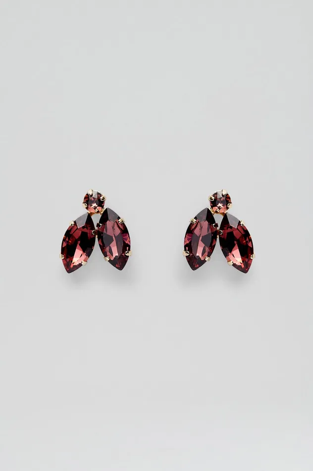 Women Jewelry Scanlan Theodore CRYSTAL LEAF EARRINGS MULBERRY