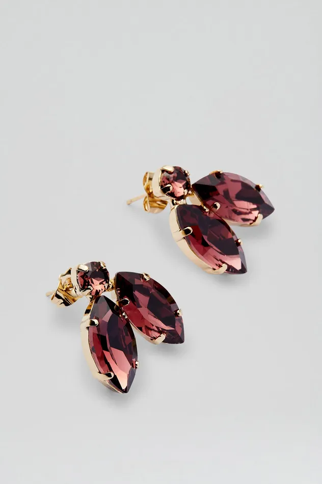 Women Jewelry Scanlan Theodore CRYSTAL LEAF EARRINGS MULBERRY