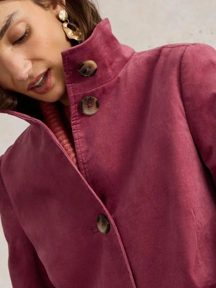 Women Karla Velvet Coat Dusty Pink White Stuff Coats and Jackets