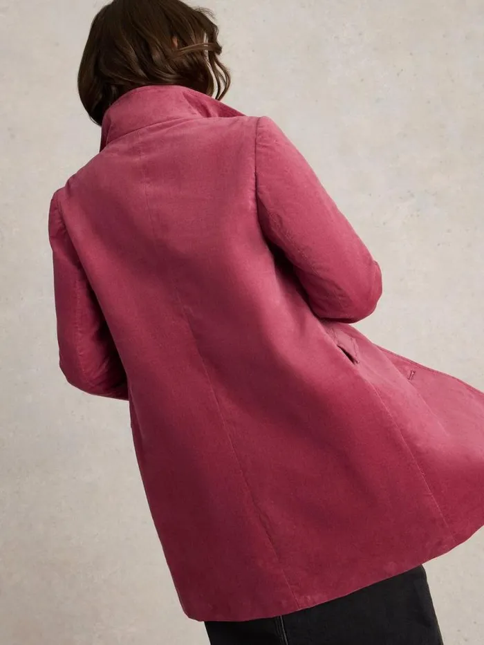 Women Karla Velvet Coat Dusty Pink White Stuff Coats and Jackets
