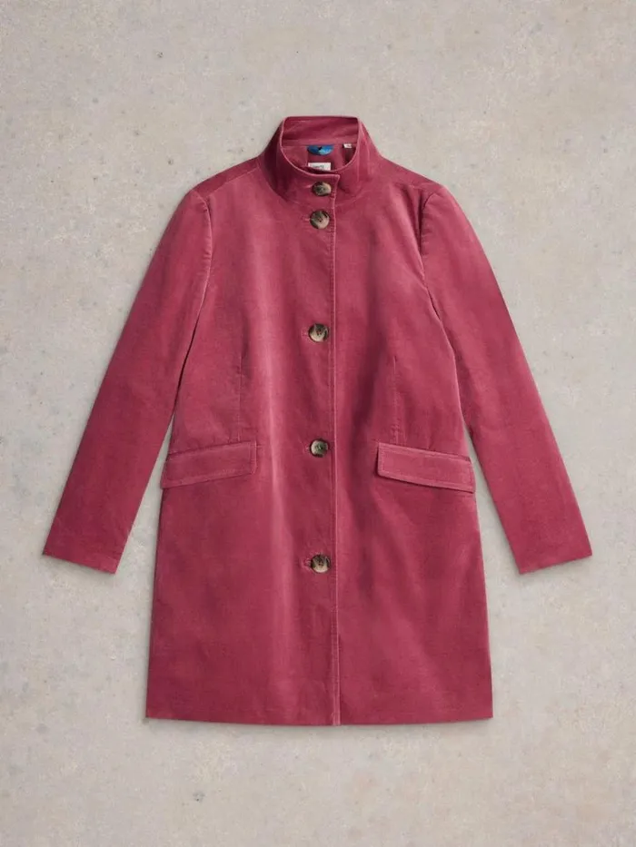 Women Karla Velvet Coat Dusty Pink White Stuff Coats and Jackets