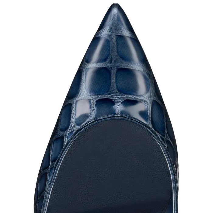 Women Kate 100 Mm Pumps 8211 Alligator Embossed Calf Leather 8211 Blue Christian Louboutin Pumps