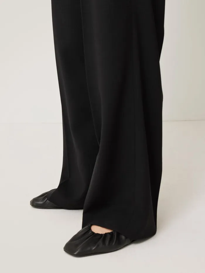 Women Kemp Wide Leg Japanese Wool Trouser Black Jigsaw Trousers