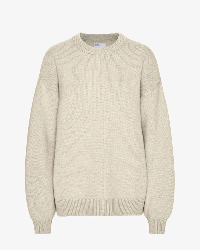 Women Knit Sweaters Colorfulstandard Oversized Merino Wool Crew 8211 Ivory White