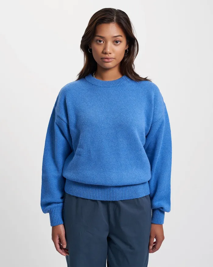 Women Knit Sweaters Colorfulstandard Oversized Merino Wool Crew 8211 Ivory White