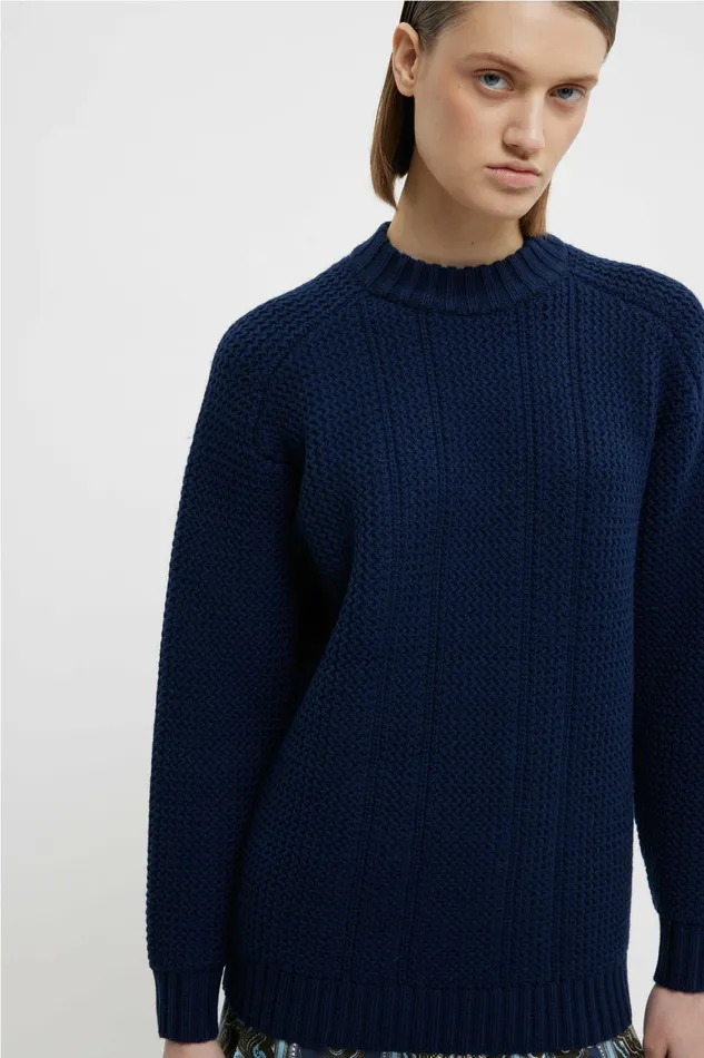 Women Knitwear Emilia Wickstead Combey Knit In Navy Cashfeel