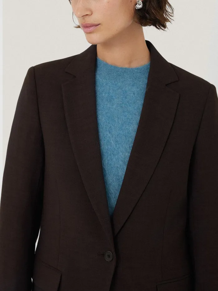 Women Knox Crosshatch Blazer Brown Jigsaw Suits and Tailoring