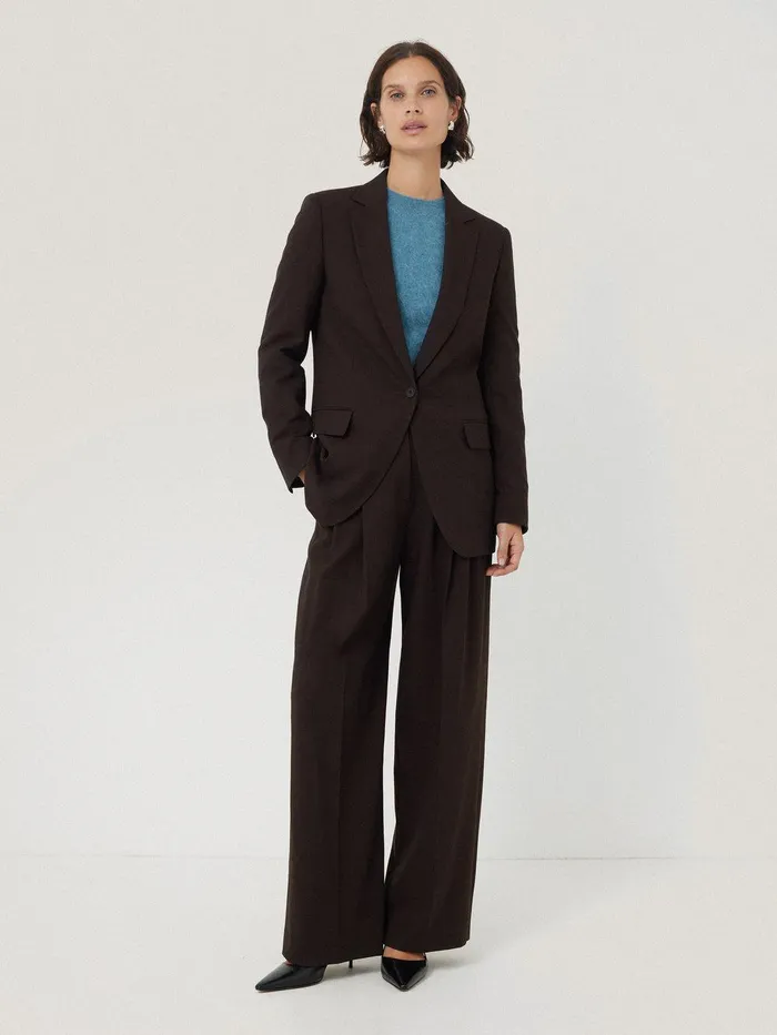 Women Knox Crosshatch Blazer Brown Jigsaw Suits and Tailoring