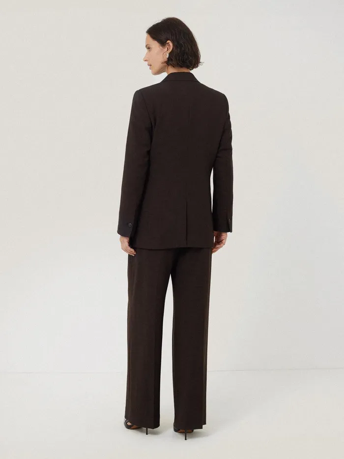 Women Knox Crosshatch Blazer Brown Jigsaw Suits and Tailoring