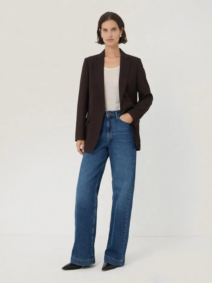 Women Knox Crosshatch Blazer Brown Jigsaw Suits and Tailoring