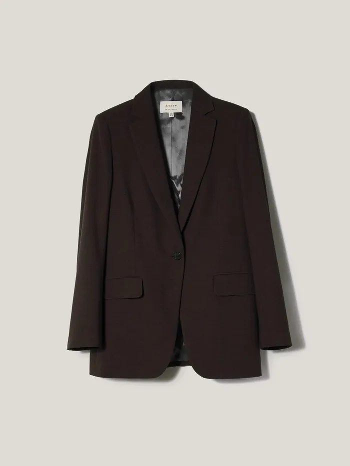 Women Knox Crosshatch Blazer Brown Jigsaw Suits and Tailoring