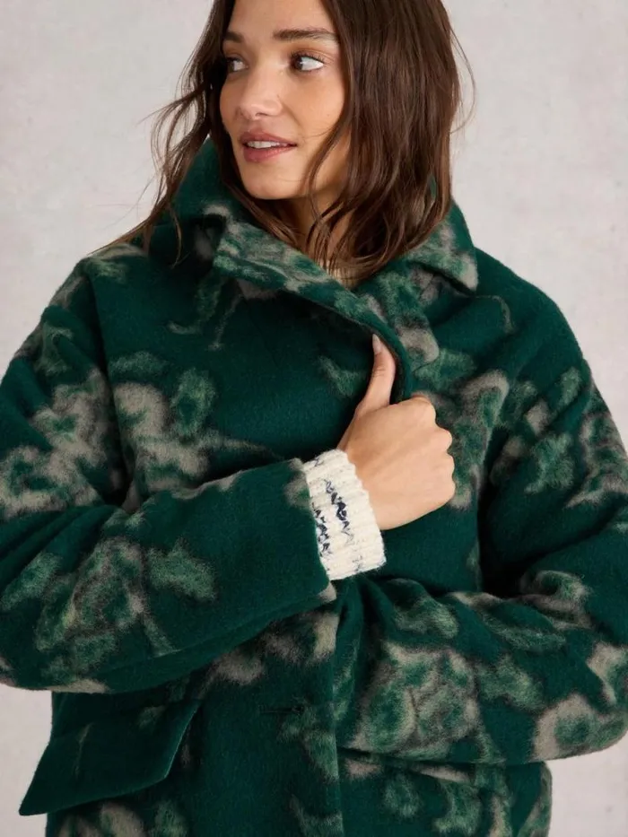 Women Lara Floral Coat Green Multi White Stuff Coats and Jackets