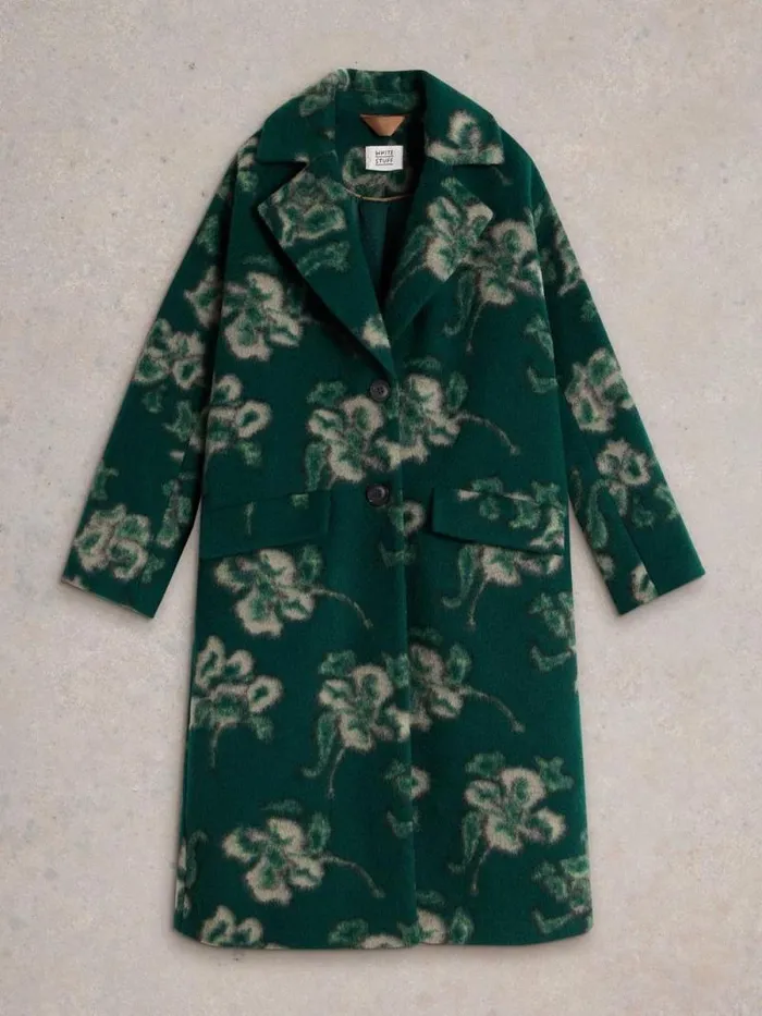 Women Lara Floral Coat Green Multi White Stuff Coats and Jackets