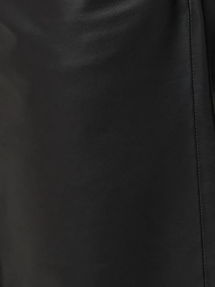 Women Leather Barrel Leg Trouser Black Jigsaw Party