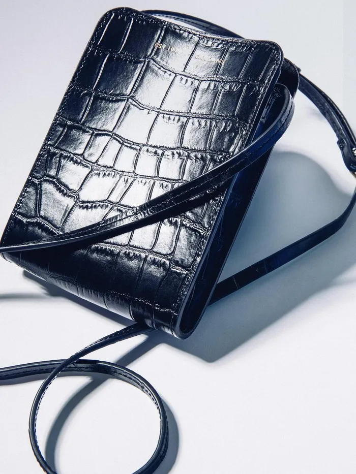 Women Leather Crossbody Phone Bag Black Jigsaw Wallets and Card Holders