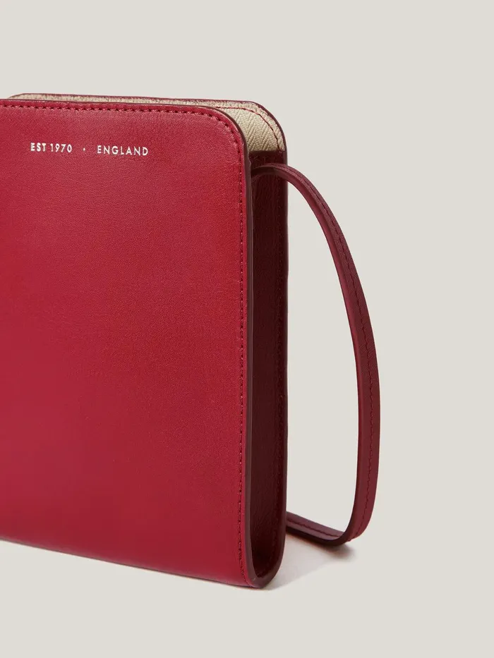 Women Leather Crossbody Phone Bag Red Jigsaw Wallets and Card Holders