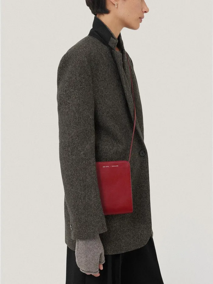 Women Leather Crossbody Phone Bag Red Jigsaw Wallets and Card Holders