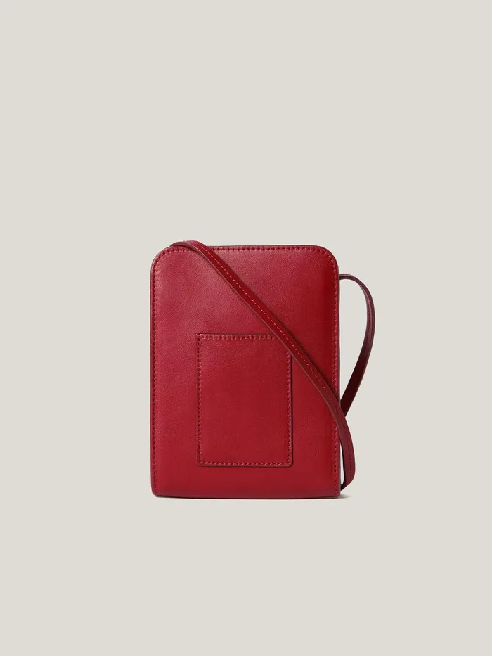 Women Leather Crossbody Phone Bag Red Jigsaw Wallets and Card Holders