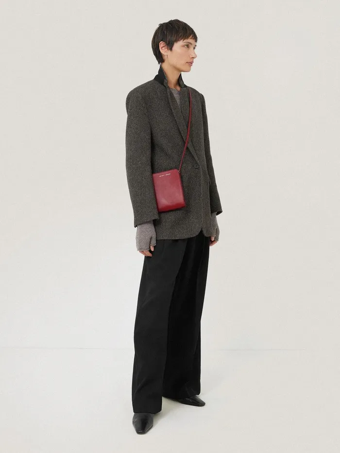 Women Leather Crossbody Phone Bag Red Jigsaw Wallets and Card Holders