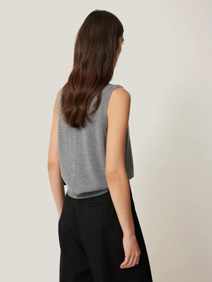 Women Lightweight Merino Waistcoat Grey Jigsaw Knitwear and Cashmere