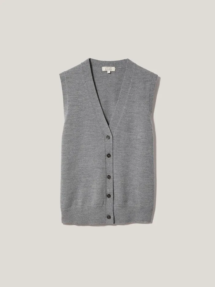 Women Lightweight Merino Waistcoat Grey Jigsaw Knitwear and Cashmere