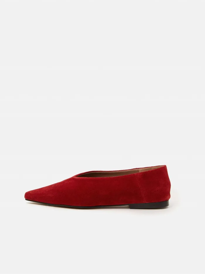 Women Linnie Flat Pointed Ballerina Red Jigsaw Flats