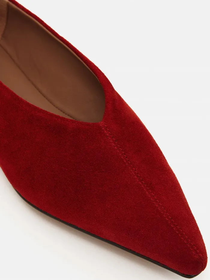 Women Linnie Flat Pointed Ballerina Red Jigsaw Flats