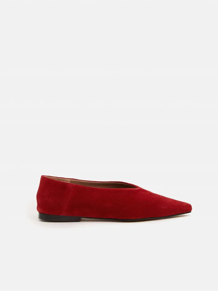 Women Linnie Flat Pointed Ballerina Red Jigsaw Flats