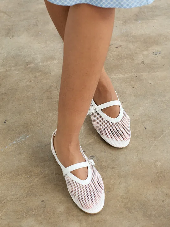 Women Lisa Says Gah Nolita Mesh Mary Jane White Shoes