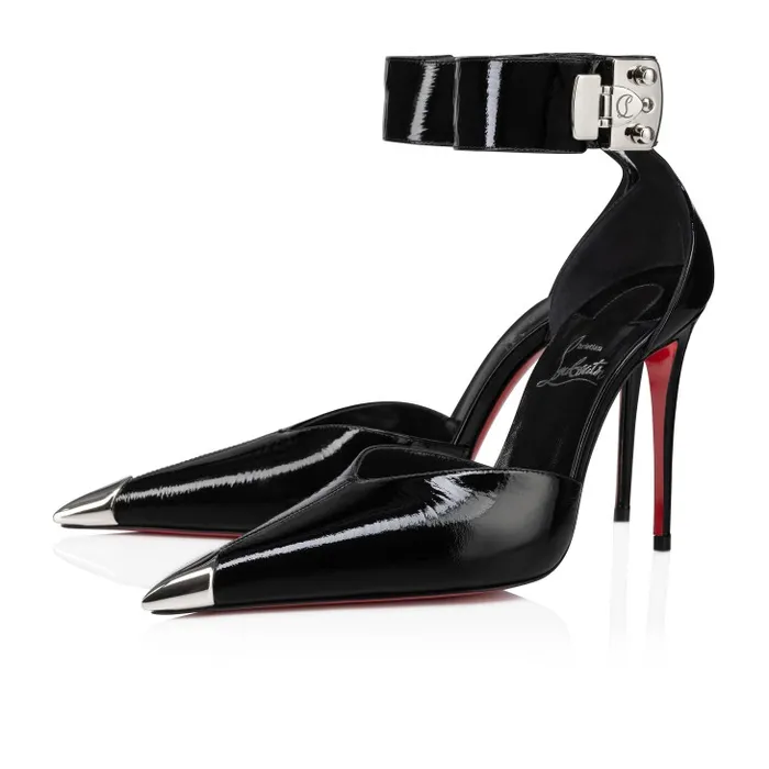 Women Lock Me Up Pump 100 Mm Strappy Pumps 8211 Vog Patent Leather 8211 Black Christian Louboutin Pumps