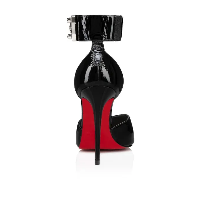 Women Lock Me Up Pump 100 Mm Strappy Pumps 8211 Vog Patent Leather 8211 Black Christian Louboutin Pumps