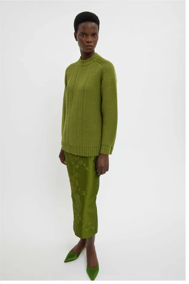 Women Lorelei Skirt In Green Graphic Rose Jacquard Skirts Emilia Wickstead