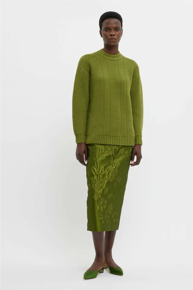 Women Lorelei Skirt In Green Graphic Rose Jacquard Skirts Emilia Wickstead