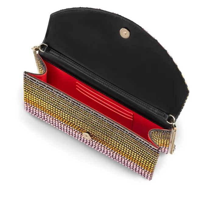 Women Loubi54 Clutch 8211 Aftersun Printed Crepe Satin And Strass 8211 Multicolor Christian Louboutin Shoulder Bags