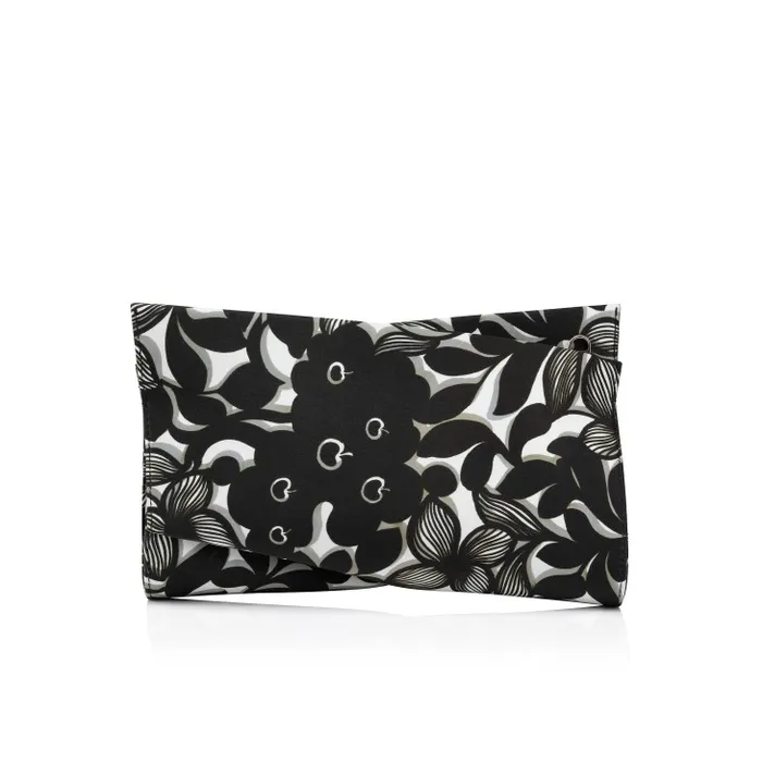 Women Loubitwist Small Clutch 8211 Petunia Printed Crepe Satin 8211 Black Christian Louboutin Shoulder Bags