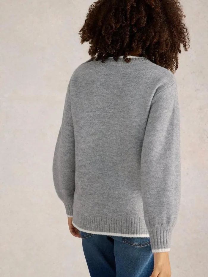 Women LUCY LONGLINE JUMPER Light Grey White Stuff Knitwear
