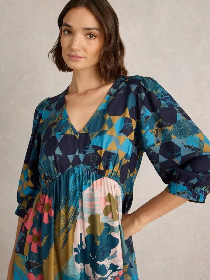 Women Lucy Midi Printed Dress Teal Print White Stuff Dresses