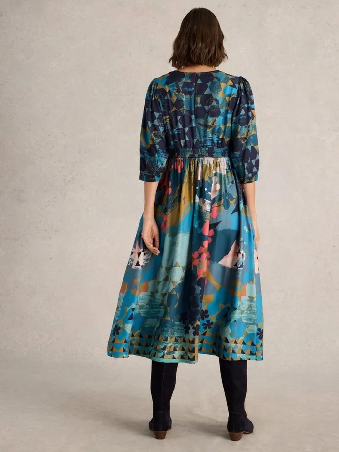 Women Lucy Midi Printed Dress Teal Print White Stuff Dresses