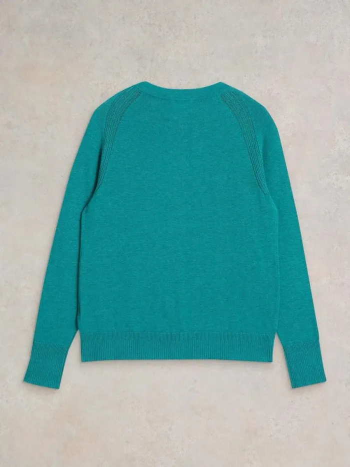 Women LULU LONG SLEEVE CREW NECK CARDI Bright Blue White Stuff Knitwear Women LULU LONG SLEEVE CREW NECK CARDI Bright Blue White Stuff Knitwear