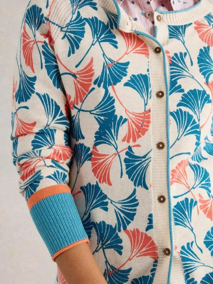 Women LULU PRINTED CARDI Natural Print White Stuff Knitwear