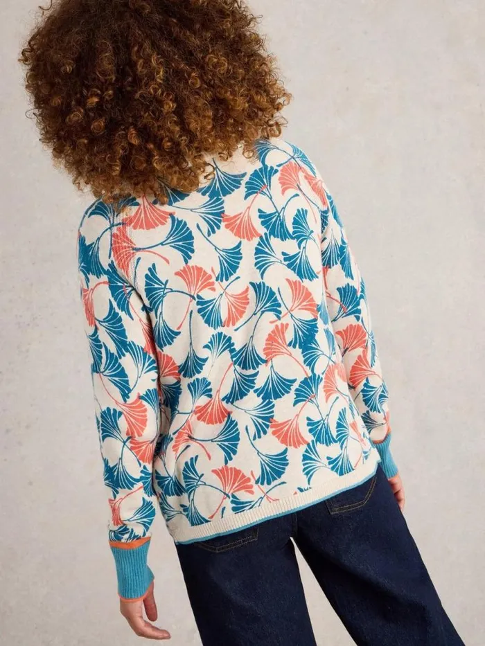 Women LULU PRINTED CARDI Natural Print White Stuff Knitwear