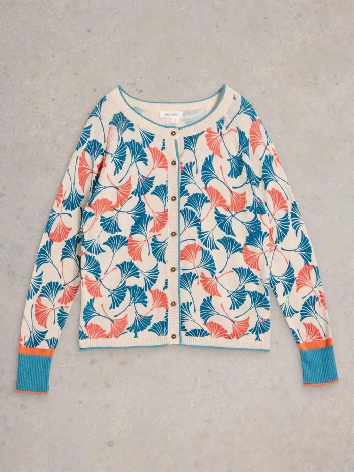 Women LULU PRINTED CARDI Natural Print White Stuff Knitwear