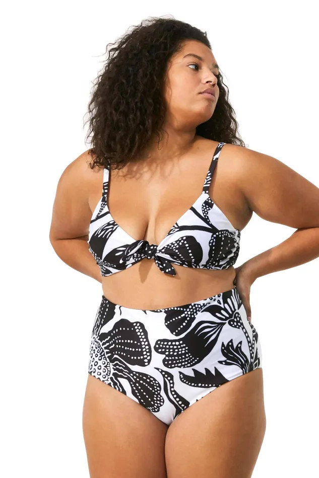 Women Mara Hoffman Extended Sizes Extended Carla Bikini Top Black and White Women Mara Hoffman Extended Sizes Extended Carla Bikini Top Black and White