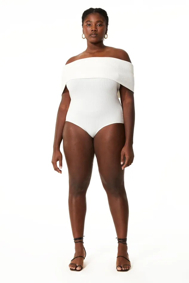 Women Mara Hoffman Extended Sizes Extended Lorraine Body Suit White Women Mara Hoffman Extended Sizes Extended Lorraine Body Suit White