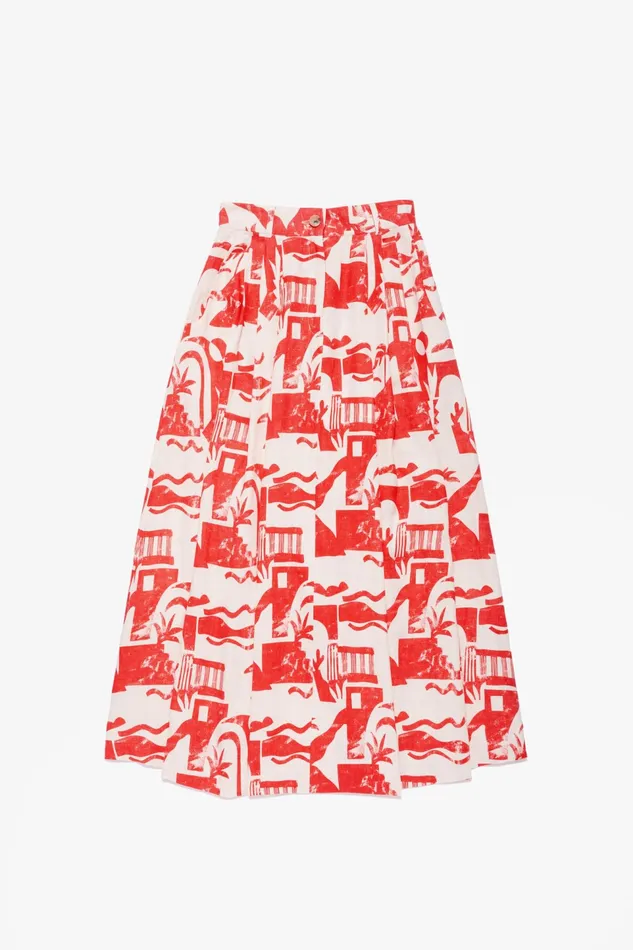 Women Mara Hoffman Skirts Tulay Skirt Red Cream
