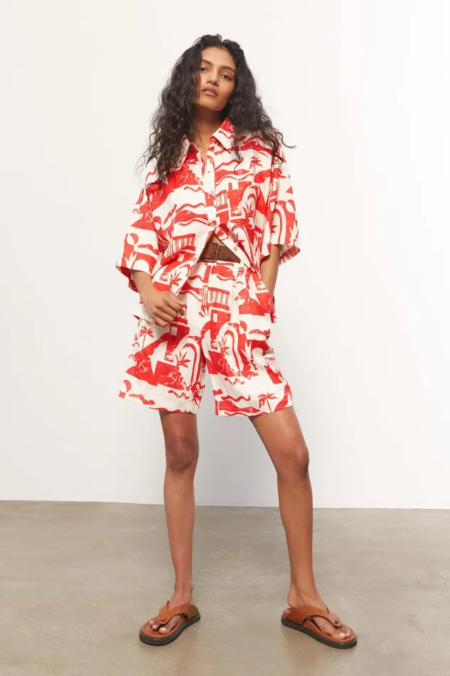 Women Mara Hoffman Tops Auberon Top Red Cream