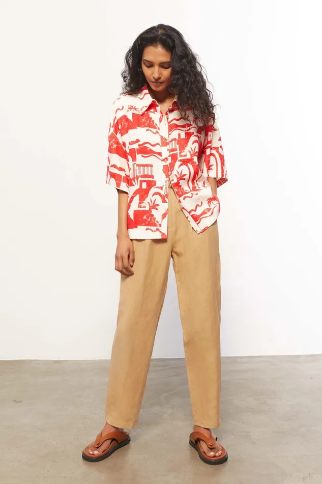 Women Mara Hoffman Tops Auberon Top Red Cream Women Mara Hoffman Tops Auberon Top Red Cream