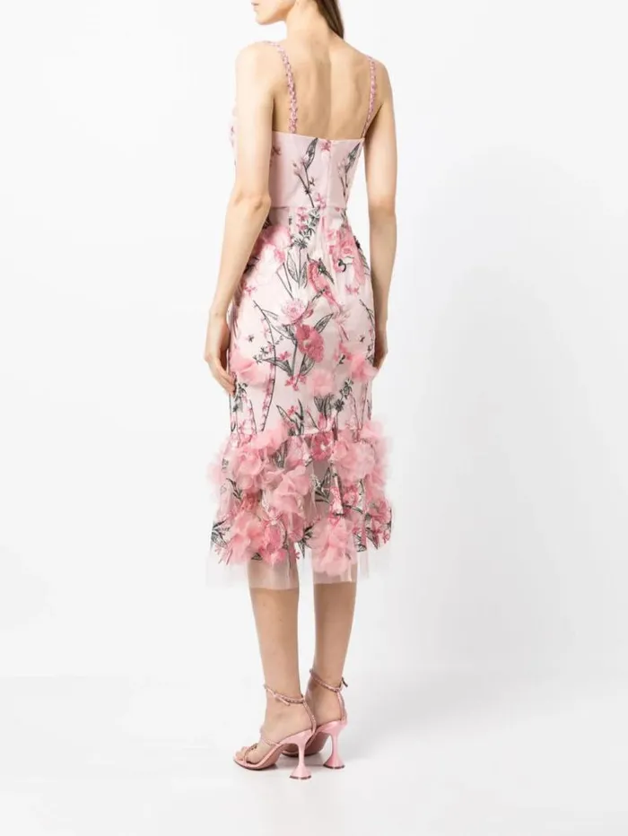 Women Marchesa Marchesa Notte Butterfly Murmuring Midi Dress Dusty Pink